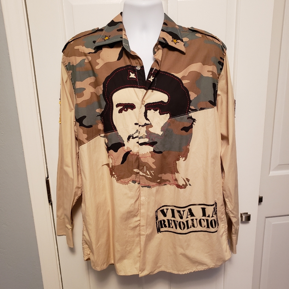 Dragon Fly Button Down Shirt Camouflage Size XL